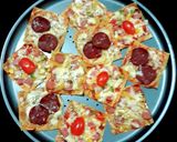 รูปขั้นตอนการทำที่ 4 ของ เกี๊ยวพิซซ่า/แผ่นเกี๊ยวพิซซ่า wonton pizza