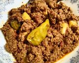 A picture of step 5 of Aloo Qeema.
