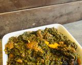 A picture of step 6 of Palak gosht.