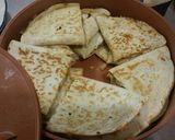 A picture of step 2 of Quick Chicken Quesidilla.