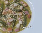 Foto del passaggio 5 della ricetta Vellutata di Piselli con Asparagi, Prosciutto Cotto, Crostini e Granella di Mandorle