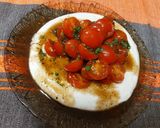 A picture of step 5 of Marinated Tomatoes with Greek Yogurt Sauce.