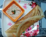 A picture of step 9 of Dosa with nariyal peanut chutney.