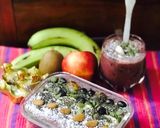 A picture of step 3 of Blueberries Banana Chia Oats and Dates Smoothie Bowl.