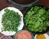 A picture of step 1 of Rajma with Methi and Palak.