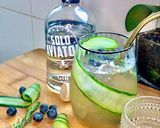 A picture of step 7 of Gin with blueberry & cucumber syrup cocktail.