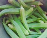 A picture of step 1 of Basen bhindi fry.