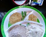 A picture of step 1 of Millet ladoo nachni with chocolate.