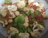A picture of step 2 of Shimla mirch with mix sabzi.