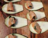Salmon,aubergine and spinach skewers with red pepper dressing recipe step 7 photo