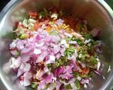 A picture of step 3 of Veg pinwheel tikki roll.