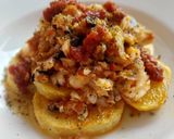 Foto del paso 7 de la receta: Bacalao esqueixat en salsa de sobrasada y miel con patatas confitadas