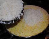 A picture of step 11 of Persian steamed rice with Saffron crust.