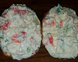 A picture of step 6 of Mike's Cold Alaskan King Crab Cheese Bagel Spread.
