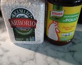A picture of step 1 of Risotto with lemon, chicken and spinach.