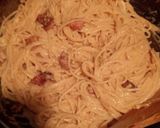 A picture of step 5 of Spaghetti with Bacon in Cheese and Tomato Sauce.