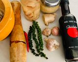 Hình bước làm 1 của món Bún đậu hũ xì dầu với rau thơm chay