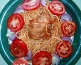 A picture of step 3 of Jollof Spaghetti 🍝.