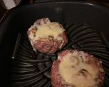 A picture of step 6 of Air Fryer beer bottle stuffed bacon burgers.