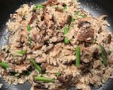 A picture of step 6 of Mushroom and Asparagus Risotto with Grilled Salmon.