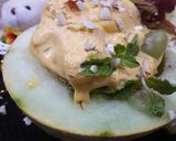 A picture of step 3 of Low-Fat Melon Ice-Cream with Passion fruit and mint fruit salad.