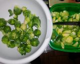 A picture of step 1 of Seasoned Brussels Sprouts.