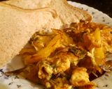 A picture of step 10 of 3 veggie omelette with wholemeal bread ☺.