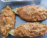Foto del paso 5 de la receta: Berenjenas rellenas de pisto, lentejas y boulgour