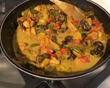 Une image de l'étape 12 de Poulet au curry,poivrons tricolores et pruneaux.