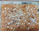A picture of step 2 of Sooji Badam Burfi or Nutty Semolina Fudge.