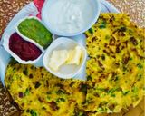 A picture of step 3 of Besan methi cheela chickpea flour and fenugreek chila.