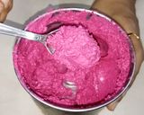 A picture of step 2 of Patbingsu with frozen beetroot yogurt.