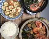 Hình bước làm 6 của món Chuối xanh kho cá sapa hộp với tôm