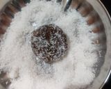 A picture of step 5 of Khajoor coconut peda.