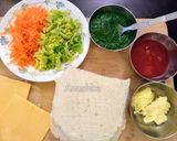 A picture of step 1 of Pinwheel sandwitches/Tricolour Sandwiches.