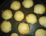 A picture of step 5 of Moong daal fritters in appe pan.