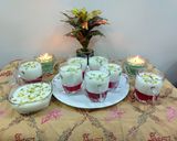 A picture of step 2 of China grass with strawberry jelly.