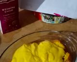 A picture of step 9 of Mango custard cake with green mango tree.