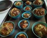A picture of step 3 of Omelete mixture baked in cases.