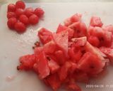 A picture of step 1 of Watermelon kiwi mocktail.