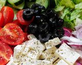 A picture of step 2 of Greek salad 🤩.