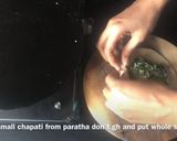 A picture of step 3 of Palak paneer paratha.
