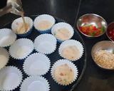 A picture of step 4 of Christmas special vanilla tutti fruti cup cakes.