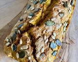 Une image de l'étape 8 de Cake « Bruno » #vegan butternut aux épices, aux dattes et aux graines de tournesol et de courge.