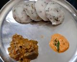 A picture of step 5 of Radish idli/ muli idli.