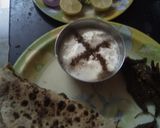 A picture of step 8 of Stuff karela with meethi ki stuff roti and pudina curd (from skimmed milk).