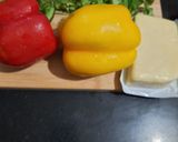 A picture of step 1 of Bell Pepper & Flour Triangle Fritters.