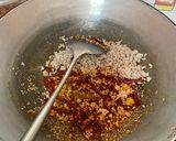 A picture of step 2 of Stir-Fried Ground Pork with Dried Chili and Holy Basil.