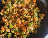 A picture of step 6 of Masala Okra.