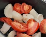 A picture of step 1 of Aztec Soup or Mexican Tortilla Soup -with Tortilla Chips-.